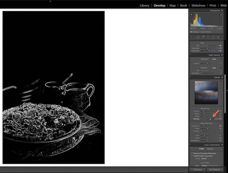 masking the food photo in Lightroom